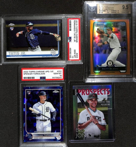 Lot of (5) Graded Baseball Rookie Cards and (2) Raw w. Mike Trout (BGS 9.5) & Ronald Acuna Jr. RC (BGS 9.5)