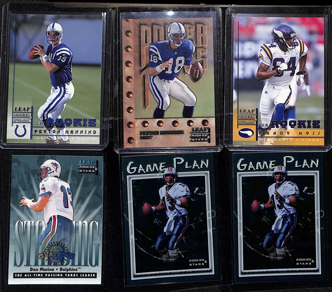 1998 Leaf Rookies & Stars Complete Base Football Set (Peyton Manning & Randy Moss Rookies) Plus Many Extra Cards & Inserts (Inc. Marino, Elway, B. Sanders, Rice)