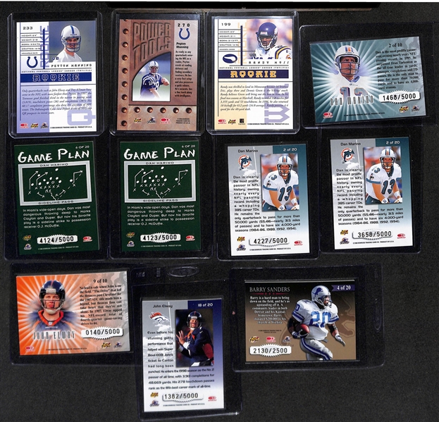 1998 Leaf Rookies & Stars Complete Base Football Set (Peyton Manning & Randy Moss Rookies) Plus Many Extra Cards & Inserts (Inc. Marino, Elway, B. Sanders, Rice)