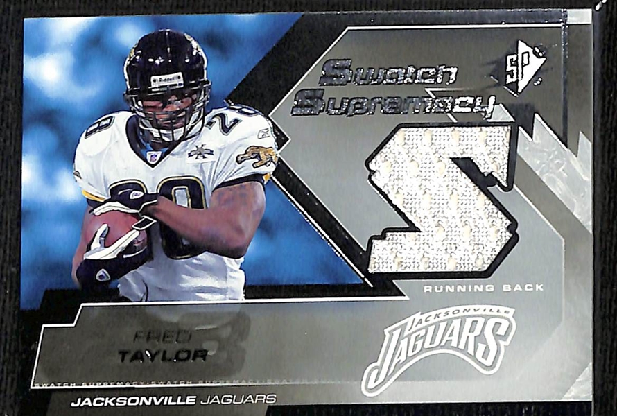 2004 & 2005 Upper Deck SPx Football Lot w. (57) Rookies, (20) Rookie Swatch Cards, (27) Game-Used Swatch Supremey (Wilfork (RC), Vick, Dawkins)