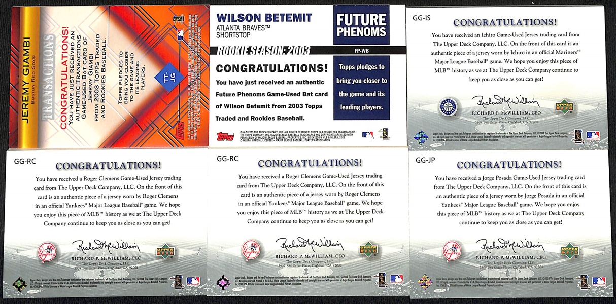 Lot of (44) Baseball Relic Cards w. Sammy Sosa, Tony Gwynn, & Bo Jackson