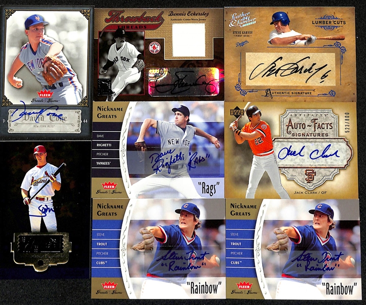  Lot of (52) Autographed Baseball Cards w. Ryne Sandberg, Lou Brock, & Darryl Strawberry
