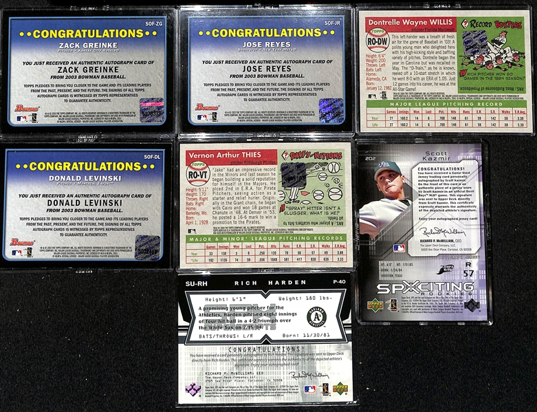 Lot of (59) Autographed Baseball Cards w. Zack Greinke, Jose Reyes, Dontrell Willis