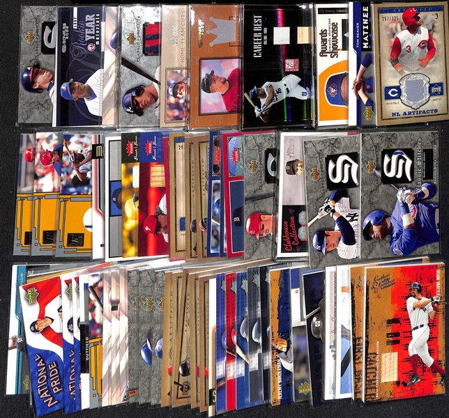 Lot of (62) Baseball Relic Cards w. Ken Griffey Jr., Tom Seaver, Roger Clemens