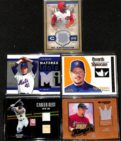 Lot of (62) Baseball Relic Cards w. Ken Griffey Jr., Tom Seaver, Roger Clemens