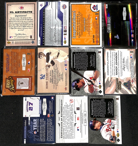 Lot of (62) Baseball Relic Cards w. Ken Griffey Jr., Tom Seaver, Roger Clemens