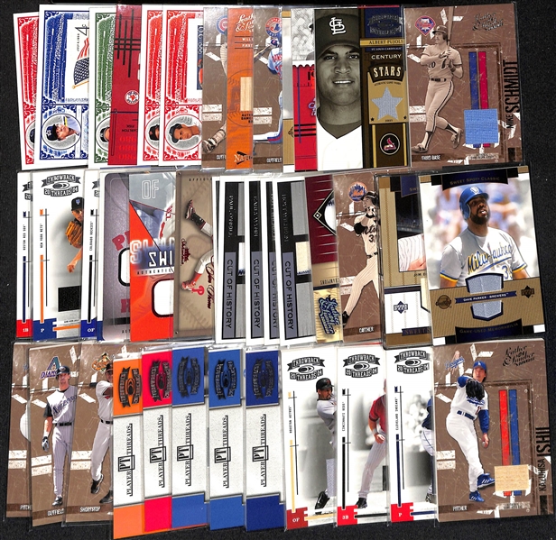 Lot of (41) Game-Used/Worn Relic Baseball Cards w. Mike Schmidt, Albert Pujols, Don Mattingly