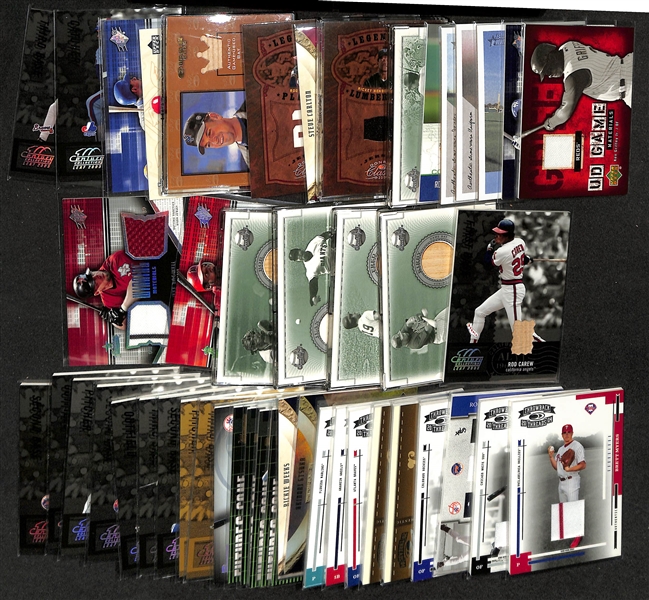 Lot of (48) Game-Used/Worn Relic Baseball Cards w. Ken Griffey Jr., Derek Jeter, Albert Pujols