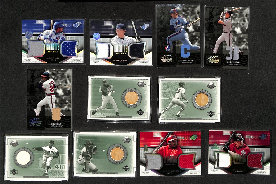 Lot of (48) Game-Used/Worn Relic Baseball Cards w. Ken Griffey Jr., Derek Jeter, Albert Pujols