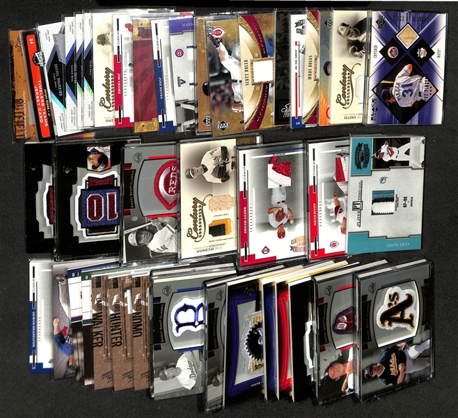 Lot of (43) Baseball Relic Cards w. Mike Piazza, Ozzie Smith, Bob Feller