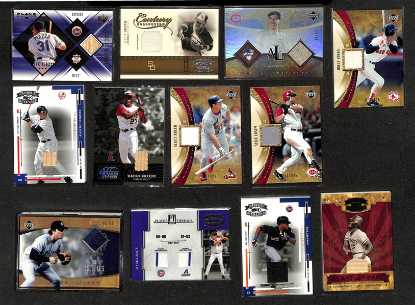 Lot of (43) Baseball Relic Cards w. Mike Piazza, Ozzie Smith, Bob Feller