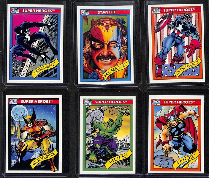 1990 Marvel Comics Complete Base Set of 162 Cards w. Spider-Man, Stan Lee (Mr. Marvel), Captain America