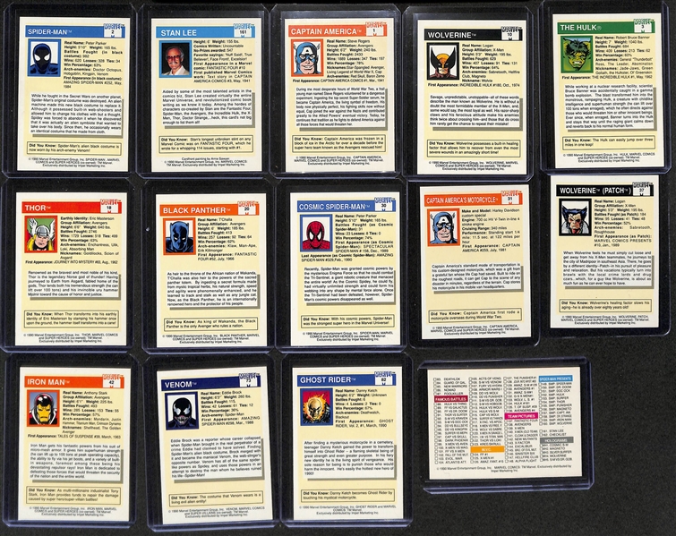 1990 Marvel Comics Complete Base Set of 162 Cards w. Spider-Man, Stan Lee (Mr. Marvel), Captain America