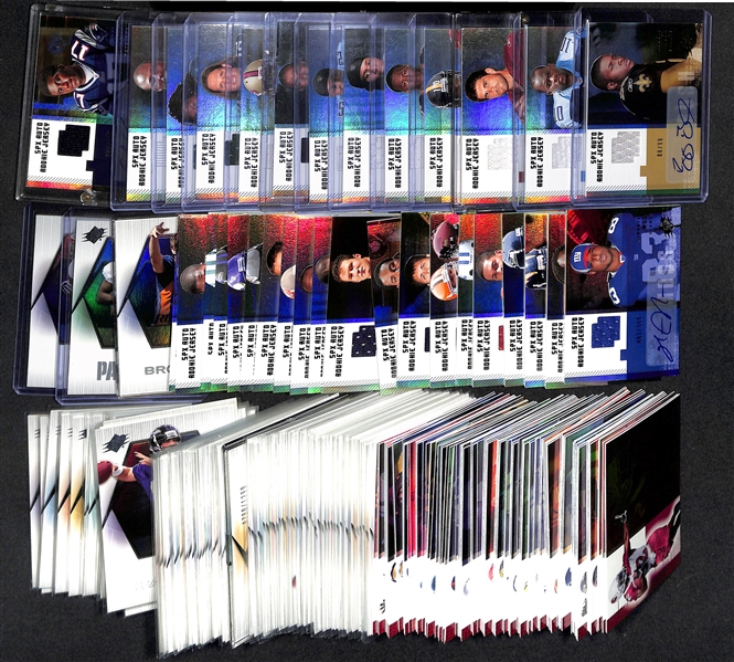 2006 Upper Deck SPx NFL Football Complete Set (#1-#213) Inc. (33) Rookie Jersey Autographs w.  Reggie Bush #/99,  Vince Young, Maurice Jones-Drew, Matt Leinart #/399, S. Holmes, B. Marshall, Mario...