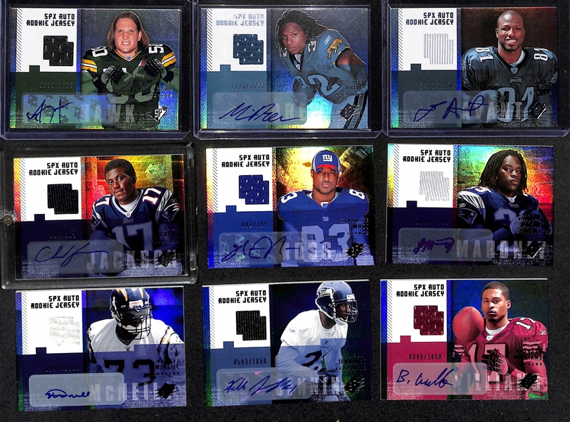 2006 Upper Deck SPx NFL Football Complete Set (#1-#213) Inc. (33) Rookie Jersey Autographs w.  Reggie Bush #/99,  Vince Young, Maurice Jones-Drew, Matt Leinart #/399, S. Holmes, B. Marshall, Mario...