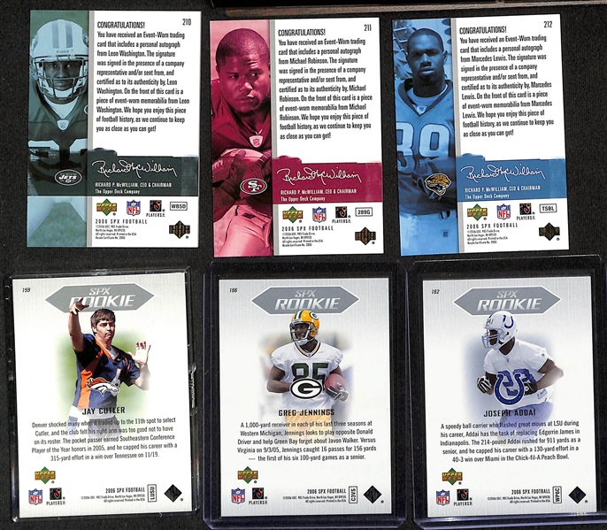 2006 Upper Deck SPx NFL Football Complete Set (#1-#213) Inc. (33) Rookie Jersey Autographs w.  Reggie Bush #/99,  Vince Young, Maurice Jones-Drew, Matt Leinart #/399, S. Holmes, B. Marshall, Mario...