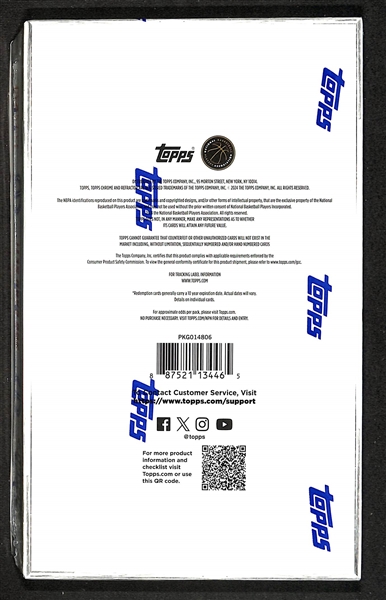 Factory Sealed 2024/25 Topps Chrome Basketball Hobby Box
