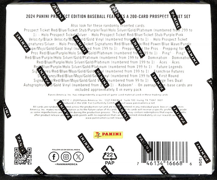 Factory Sealed 2024 Panini Prospect Edition Baseball Hobby Box
