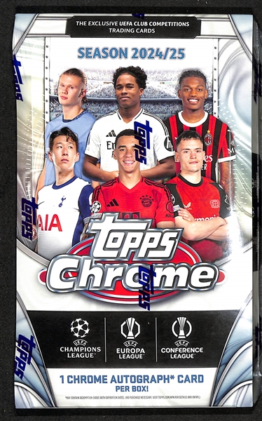 Factory Sealed 2024/25 Topps Chrome UEFA Club Competitions Soccer Hobby Box