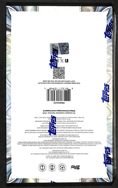 Factory Sealed 2024/25 Topps Chrome UEFA Club Competitions Soccer Hobby Box