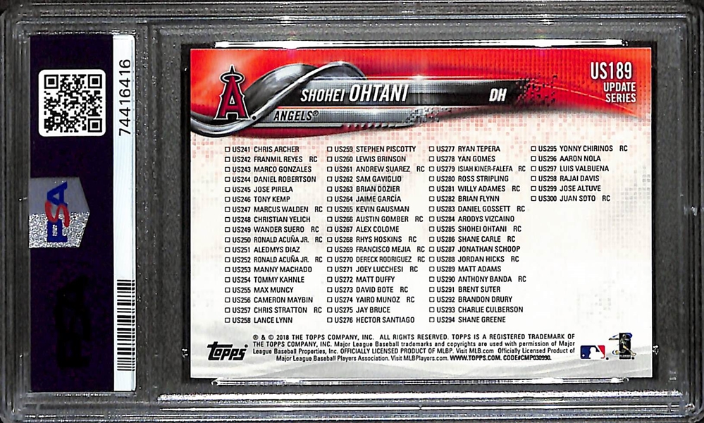 2018 Topps Update Shohei Ohtani Rookie Card #US189 Graded PSA 10 Gem Mint