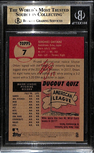 2018 Topps Living Shohei Ohtani Rookie Card #7 Graded Beckett BGS 9.5 Gem Mint