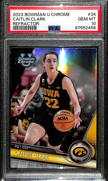 2023 Bowman University Chrome Caitlin Clark Refractor Rookie #34 Graded PSA 10