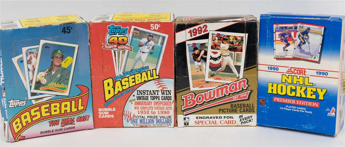 Lot of (4) Wax Boxes w. Factory Sealed Packs inc. 1992 Bowman Baseball