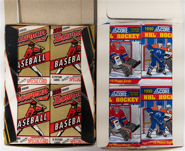 Lot of (4) Wax Boxes w. Factory Sealed Packs inc. 1992 Bowman Baseball