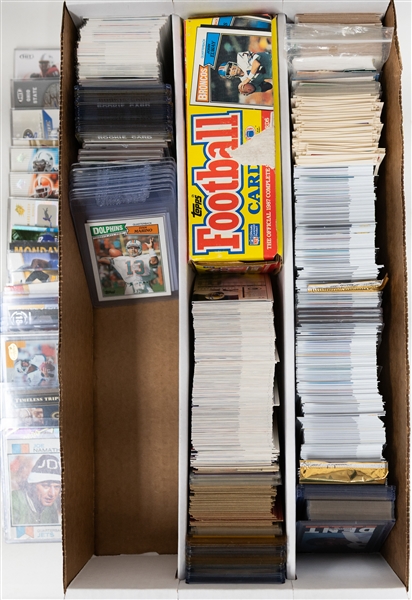 Large Collection of Football Cards w. 1987 Topps Set, 14 Autographed Cards, 33 Jersey Relic Cards, 30+ Numbered Cards, & Many Rookies!