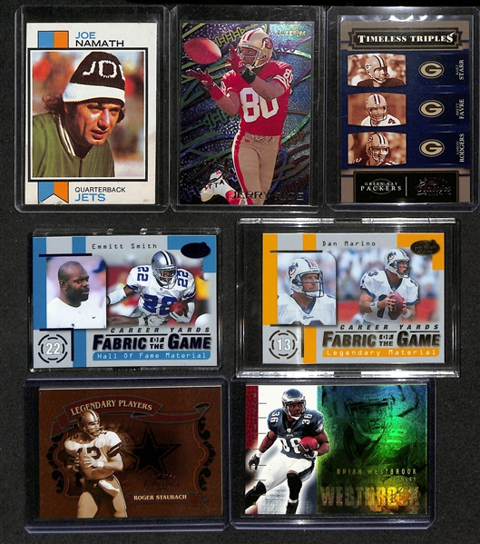 Large Collection of Football Cards w. 1987 Topps Set, 14 Autographed Cards, 33 Jersey Relic Cards, 30+ Numbered Cards, & Many Rookies!