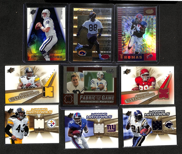 Large Collection of Football Cards w. 1987 Topps Set, 14 Autographed Cards, 33 Jersey Relic Cards, 30+ Numbered Cards, & Many Rookies!