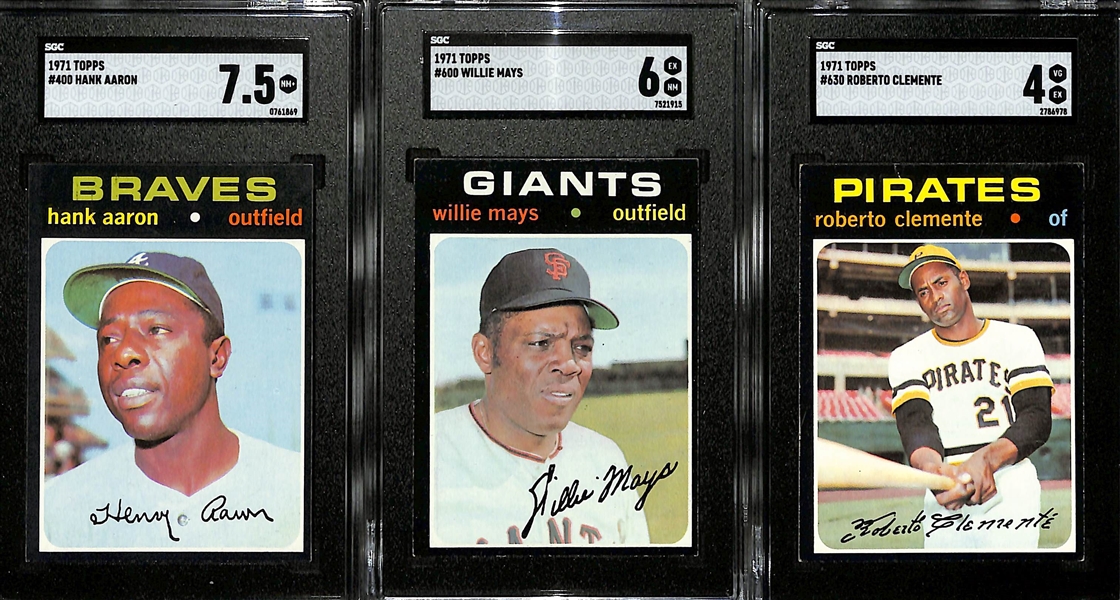 1971 Topps Complete Baseball Card Set (All 752 Cards) w. 12 Graded Cards - Aaron (SGC 7.5), Mays (SGC 6), Clemente (SGC 4), Banks (SGC 7), N. Ryan (SGC 5), Munson (SGC 4), Rich Allen (SGC 4.5), L....