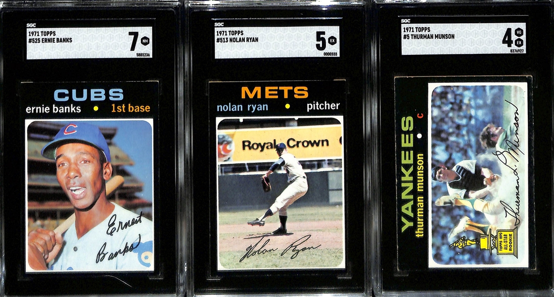 1971 Topps Complete Baseball Card Set (All 752 Cards) w. 12 Graded Cards - Aaron (SGC 7.5), Mays (SGC 6), Clemente (SGC 4), Banks (SGC 7), N. Ryan (SGC 5), Munson (SGC 4), Rich Allen (SGC 4.5), L....