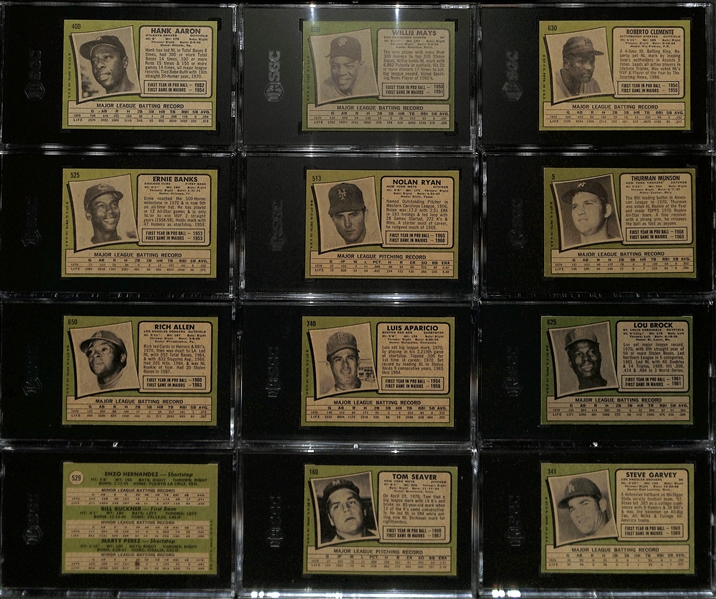 1971 Topps Complete Baseball Card Set (All 752 Cards) w. 12 Graded Cards - Aaron (SGC 7.5), Mays (SGC 6), Clemente (SGC 4), Banks (SGC 7), N. Ryan (SGC 5), Munson (SGC 4), Rich Allen (SGC 4.5), L....
