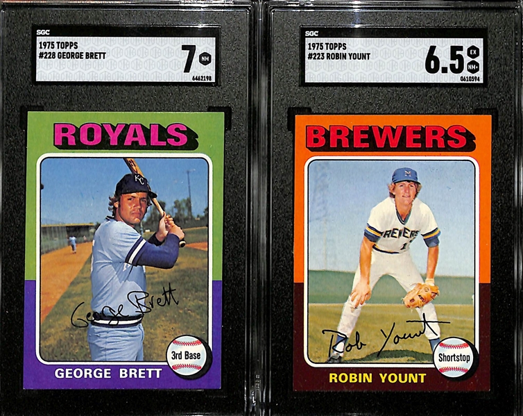 1975 Topps Complete Baseball Card Set (All 660 Cards), Inc. George Brett Rookie (SGC 7), Robin Yount Rookie (SGC 6.5), Gary Carter Rookie (SGC 7.5), Nolan Ryan (SGC 4), Strikeout...