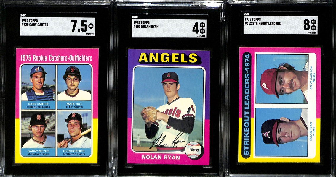 1975 Topps Complete Baseball Card Set (All 660 Cards), Inc. George Brett Rookie (SGC 7), Robin Yount Rookie (SGC 6.5), Gary Carter Rookie (SGC 7.5), Nolan Ryan (SGC 4), Strikeout...