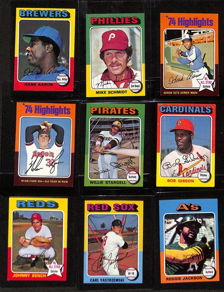 1975 Topps Complete Baseball Card Set (All 660 Cards), Inc. George Brett Rookie (SGC 7), Robin Yount Rookie (SGC 6.5), Gary Carter Rookie (SGC 7.5), Nolan Ryan (SGC 4), Strikeout...