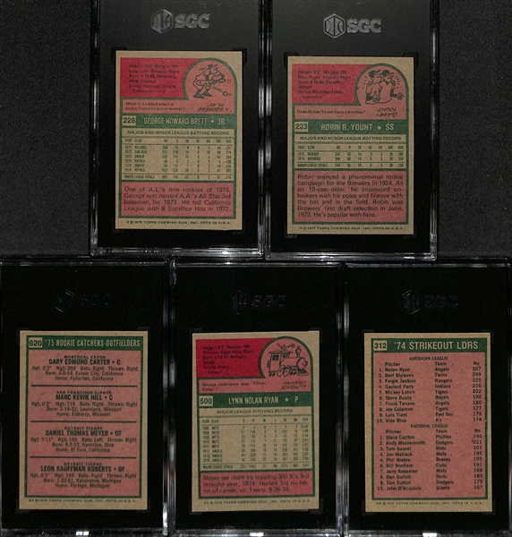 1975 Topps Complete Baseball Card Set (All 660 Cards), Inc. George Brett Rookie (SGC 7), Robin Yount Rookie (SGC 6.5), Gary Carter Rookie (SGC 7.5), Nolan Ryan (SGC 4), Strikeout...