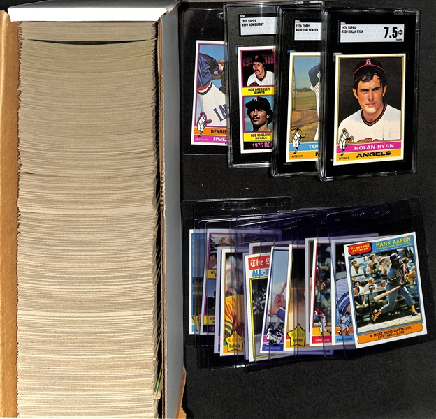 1976 Topps Complete Baseball Card Set (All 660 Cards), Inc. Nolan Ryan (SGC 7.5), Tom Seaver (SGC 8.5), Guidry Rookie (SGC 4), Eckersley Rookie, + (Mostly EX or Better Condition)