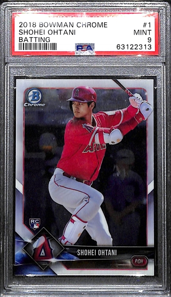 2018 Bowman Chrome Shohei Ohtani (Batting) Rookie Card #1 Graded PSA 9 Mint