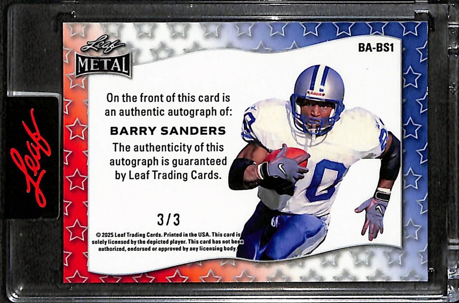 2025 Leaf Metal Independence Day Barry Sanders Autograph Card (#3/3)