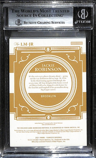 2021 Panini Flawless Jackie Robinson Game-Worn Dual Relic Card - Legendary Materials Gold #5/5
