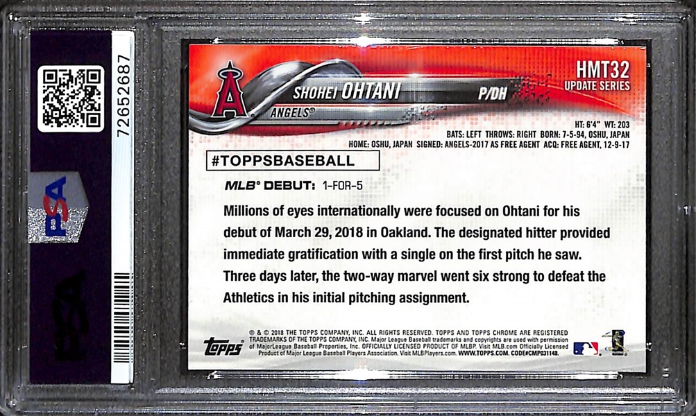 2018 Topps Chrome Update Shohei Ohtani Rookie Card #HMT32 Graded PSA 10