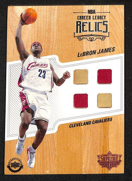 2016-17 Upper Deck UDA Supreme Hard Court NBA Game-Used Floor & Relics - LeBron James & Ben Simmons 5x7 Floor Cards (w. Quad Game-Used Memorabilia Relics)