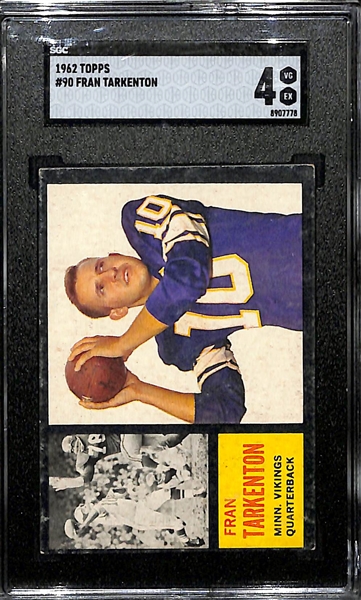 1962 Topps Fran Tarkenton Rookie Card #90 Graded SGC 4