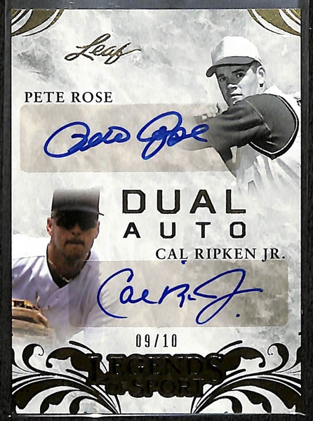 2015 Leaf Legends of Sport Pete Rose & Cal Ripken Dual Autograph Card #ed 9/10