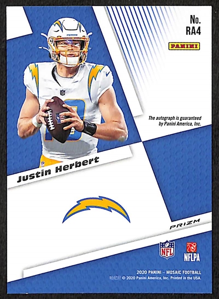 2020 Panini Mosaic Justin Herbert Autograph Rookie Card #RA4