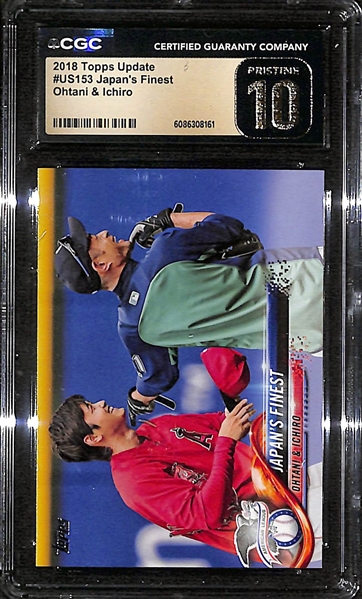 2018 Topps Update Shohei Ohtani Rookie Card #US153 w. Ichiro Graded CGC 10 Pristine Gold Label (The Pristine Gold Label is Reserved for the Highest Quality Cards!)