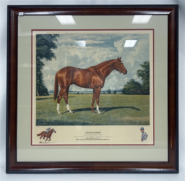 Limited Edition Framed & Matted Secretariat Print w. 3 Signatures #/850 (JSA Auction Letter)